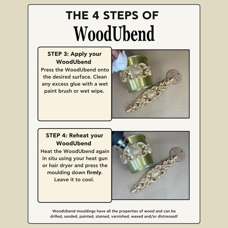 WoodUBend Pack of Two Abstract Flower & Shell Trims TR748.1-100x1.2cm - Heat Bendable & Flexible Wood Trims - DIY Craft, Furniture & Home Decor - Easy to Apply & Paint - Versatile & Reusable - size: TR748.1WUB