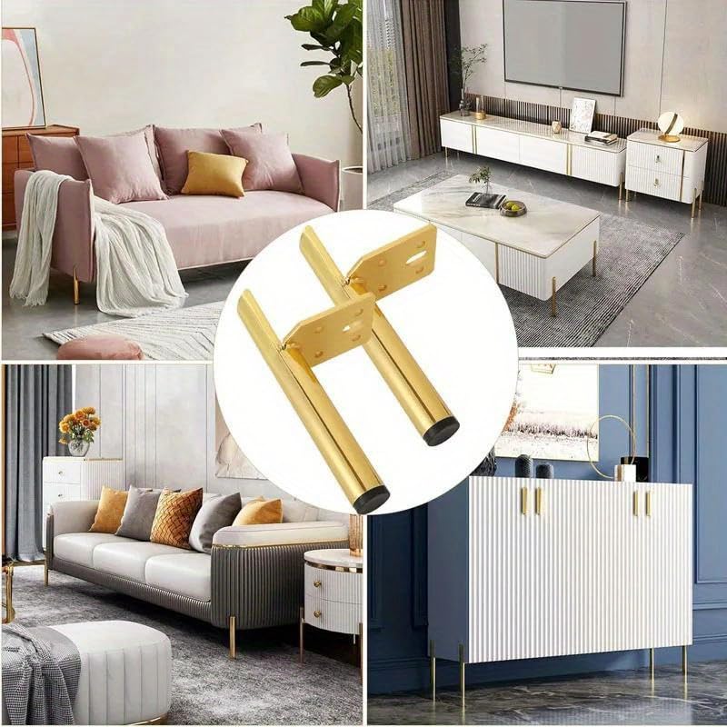 Modern Furniture Legs, 5.2/6/7.2 Inch, Metal, Gold, Steel, Set of 4, for Table, Sofa, Cabinet, Coffee Table, DIY Replacement (Golden, 6inch) - color: Golden, size: 6inch