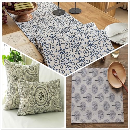 Linen Fabric by The Yard - Upholstery Fabric 1 Yard by 62 Inch - color: Farmhouse Tree, size: 1 Yard
