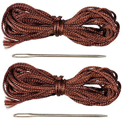 BELINOUS 2 Set Heavy Dudty Thread and Hand Needles (Brown) - color: Brown