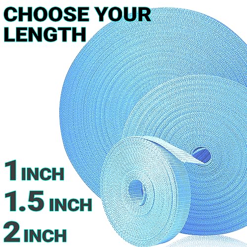 TECEUM Webbing Strap, 3/4" to 2", 10-50 Yds, Multi-Color Heavy Duty Tape - color: Baby Blue, size: 1.5"- 50 yards