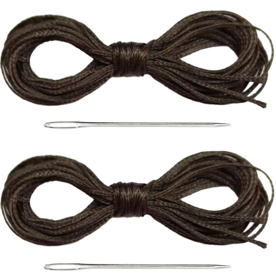 BELINOUS 2 Set Heavy Dudty Thread and Hand Needles (Coffee) - color: Coffee