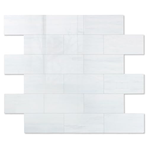 2026 New Upgrade Peel and Stick Backsplash Tile, Peel and Stick 11.34" X 11.57" Wall Tile for Kitchen, Bathroom, Fireplace, Laundry (Polished Marble White Blue, 5 Packs) - color: Polished Marble White Blue