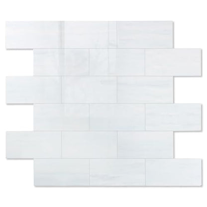 2026 New Upgrade Peel and Stick Backsplash Tile, Peel and Stick 11.34" X 11.57" Wall Tile for Kitchen, Bathroom, Fireplace, Laundry (Polished Marble White Blue, 5 Packs) - color: Polished Marble White Blue
