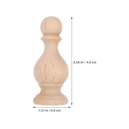 Tofficu 2 Pack Unfinished Wood Finials Decorative Wooden Post Caps for Bed Posts Staircase Handrails Fence Columns Curtain Rods Hand-Carved Roman Style Home Decor - size: Size:3.54X1.57X1.57in
