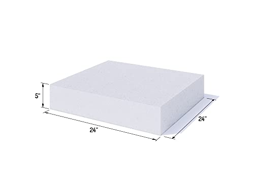 FOAMYFOAM 4Pack High Density 5 inch Thick, 24 inch Wide, 24 inch Long Upholstery Foam, Cushion Replacement - size: 5" x 24" x 24" (4 Pack)