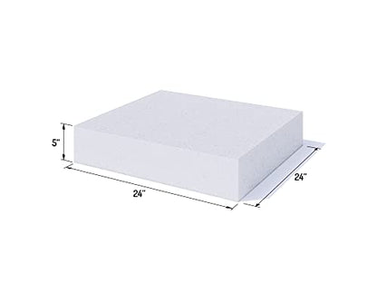 FOAMYFOAM 4Pack High Density 5 inch Thick, 24 inch Wide, 24 inch Long Upholstery Foam, Cushion Replacement - size: 5" x 24" x 24" (4 Pack)