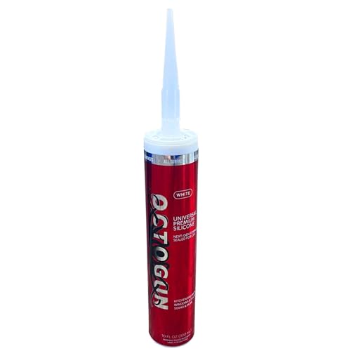 Octogun™ Universal Premium Silicone – All-Purpose Waterproof Sealant for Bathroom, Kitchen, Shower, Window & Door – Low Odor, Flexible & Long-Lasting – 10.1 fl oz -White, Silicone, Caulk - size: 1 -Pack