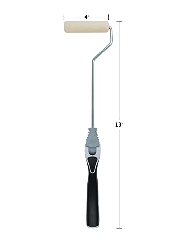 ROLLINGDOG 4Inch Velour Paint Roller and 10PC Foam Paint Roller Covers - 12" Adjustable Long Frame with 4 Locking Positions,Great for Detail Painting at Awkward Corners and Architrave