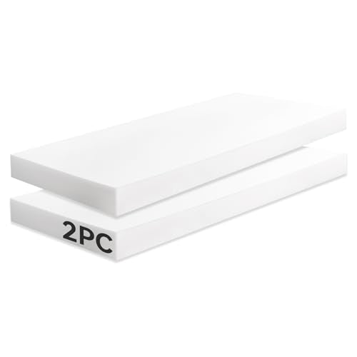 Ylymence High-Density Upholstery Foam, Furniture Padding for Sofa Cushion Replacement, DIY Cut Whole-Piece Indoor/Outdoor Foam Pads(72×24×1 Inch,White)2 Pack - size: 72*24*1, style: 2Pack