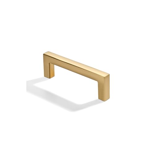 khtumeware 10 Pack 3 inch(76mm) Hole Center Brushed Brass Cabinet Pulls Solid Heavy-Duty Square Satin Brass Cabinet Handles Drawer Pulls Kitchen Cabinet Hardware Kitchen Handle - color: Brushed Brass, size: 3 inch(76mm) hole center