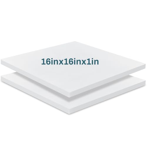 Frienda 2 Pack 1" x 16" x 16" Upholstery High Density Foam Square White - color: White, size: 1" X 16" X 16", style: Square