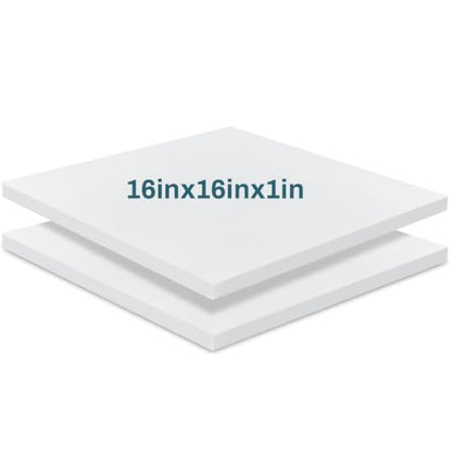 Frienda 2 Pack 1" x 16" x 16" Upholstery High Density Foam Square White - color: White, size: 1" X 16" X 16", style: Square