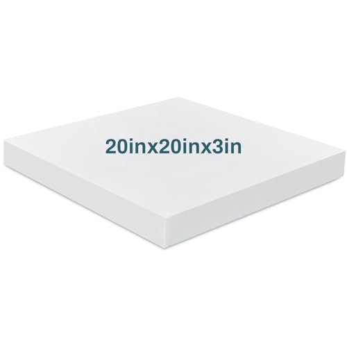 Frienda 1 Pack 3" x 20" x 20" Upholstery High Density Craft Foam, White - size: 3" x 20" x 20"