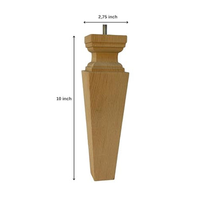 10 Inch Square Solid Beech Wood Replacement Furniture Legs, Set of 4, Wooden Feet Mid Century Modern, Unfinished Legs for Sofa, Couch, Armchair, Ottoman, Cabinet, TV Stand, Dresser - size: 10" / 25cm
