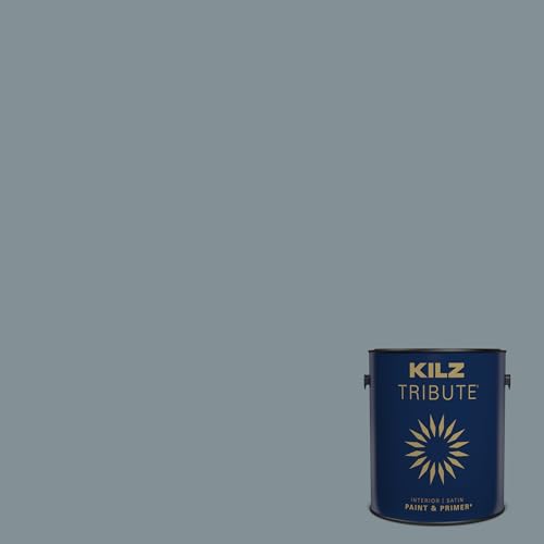 KILZ TRIBUTE Paint & Primer, Interior, Satin, December Nights, 1 Gallon - color: DECEMBER NIGHTS, size: 128 Fl Oz (Pack of 1)