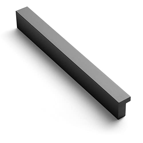 Goo-Ki 12 PCS Matte Black Finger Pulls Cabinet Pulls Black Drawer Pulls - 5 in (128mm) Hole Centers Solid Kitchen Cabinet Handles - color: Matte Black, size: 5 Inch Hole Center