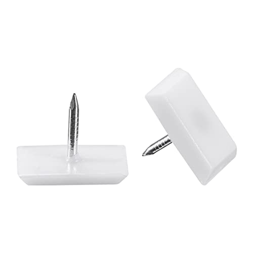 uxcell Furniture Feet Nail Plastic Glide Nails Square Chair Table Leg Protector Pads 18mm x 12mm White 20pcs - size: 18mmx12mm