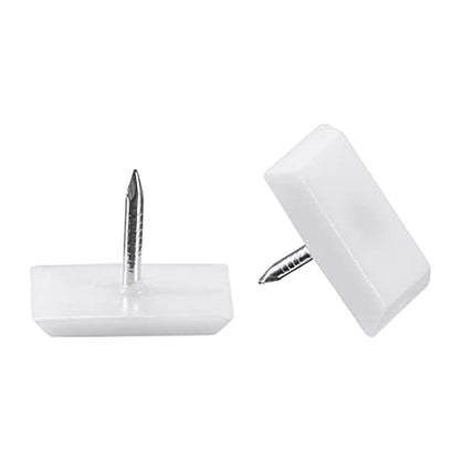 uxcell Furniture Feet Nail Plastic Glide Nails Square Chair Table Leg Protector Pads 18mm x 12mm White 20pcs - size: 18mmx12mm