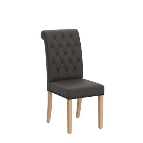 LOULENS Fabric Dining Chairs Set of 2, Upholstered Kitchen Chairs, Dark Grey - color: Dark Grey, size: Set of 2