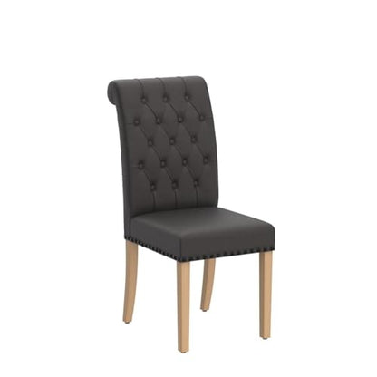 LOULENS Fabric Dining Chairs Set of 2, Upholstered Kitchen Chairs, Dark Grey - color: Dark Grey, size: Set of 2