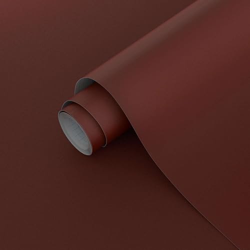 Dimoon 78.7"x17.7" Peel and Stick Wallpaper Dark Red Contact Paper Environmentally Friendly Materials Thickening Upgrade Embossed Renter Friendly Wall Paper Modern Vinyl Wrap for Countertop Bedroom - color: Dark Red, size: 17.7" x 78.7"