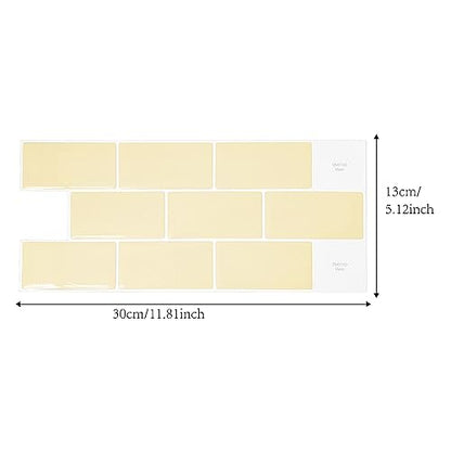 Alwayspon 10 Sheets Yellow Cream 3D Vinyl Backsplash Subway Sticker Peel and Stick, Self-Adhesive Wall Tile Transfer Wall Sticker Sheets for Kithchen Bathroom, 12x6inch - color: Dj106