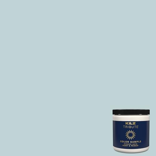 KILZ TRIBUTE Paint & Primer, Interior, Color Sample, Almost Aqua, 8 Ounces - color: ALMOST AQUA, size: 8 Fl Oz (Pack of 1)