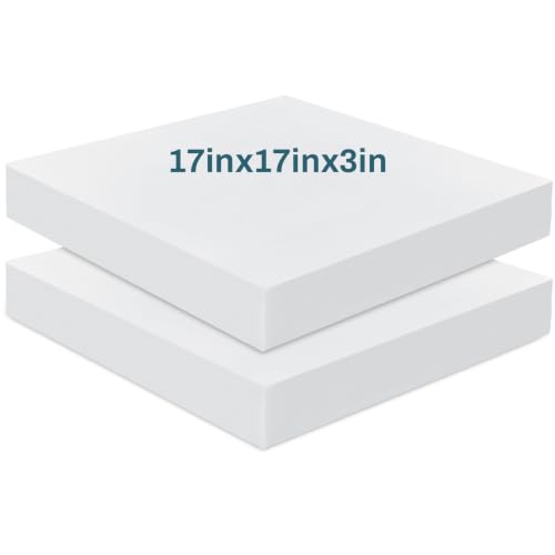 Frienda 2 Pack 3" x 17" x 17" Upholstery High Density Foam Square White - color: White, size: 3" X 17" X 17", style: Square