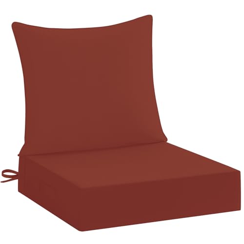 downluxe 24x24 Outdoor Chair Cushions, Waterproof Fade Resistant Patio Furniture Cushions with Handle & Removable Cover, Deep Seat Outdoor Cushions for Sofa, Couch and Patio Chairs, Brick Red - color: Brick Red, size: 24 x 24 Inch
