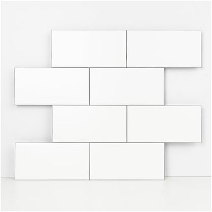 10- Sheet Polished White Peel and Stick Backsplash,11.8'' x11.8'' Luxury PVC Ceramic Look Self Stick Subway Tiles, Waterproof Peel and Stick Wall Tiles for Kitchen and Bathrrom - color: Soft-Glossy White