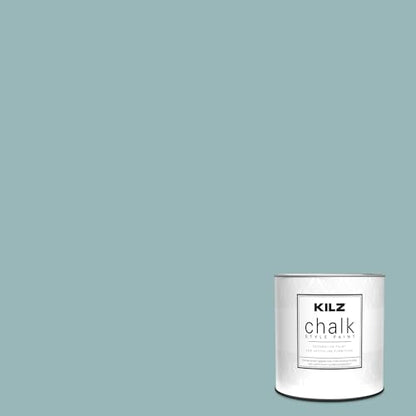 KILZ Chalk Style Paint, Interior, Ultra Flat, Blue Juniper, 1 Quart - color: Blue Juniper