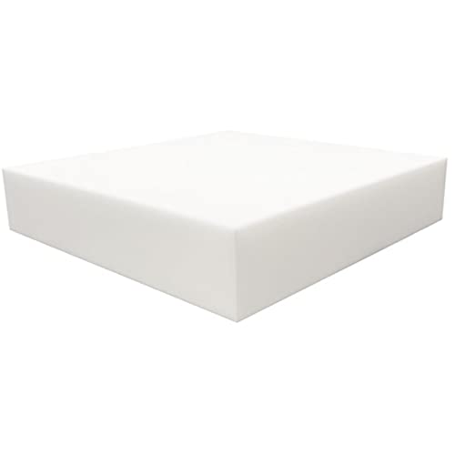 FOAMYFOAM High Density 4 inch Thick, 24 inch Wide, 24 inch Long Upholstery Foam, Cushion Replacement - size: 4" x 24" x 24" (1 Pack)