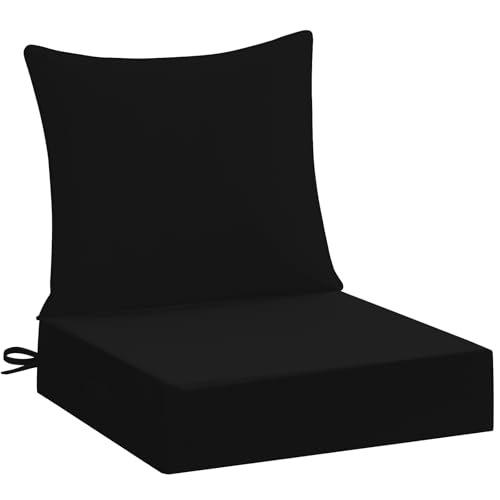 downluxe 24x24 Outdoor Chair Cushions, Waterproof Fade Resistant Patio Furniture Cushions with Handle & Removable Cover, Deep Seat Outdoor Cushions for Sofa, Couch and Patio Chairs, Black - color: Black, size: 24 x 24 Inch