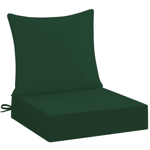 downluxe 24x24 Outdoor Chair Cushions, Waterproof Fade Resistant Patio Furniture Cushions with Handle & Removable Cover, Deep Seat Outdoor Cushions for Sofa, Couch and Patio Chairs, Forest Green - color: Forest Green, size: 24 x 24 Inch