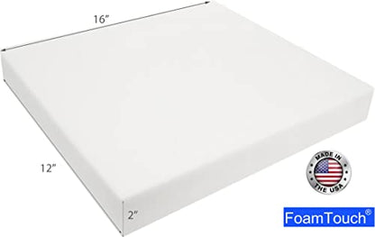 FoamTouch Upholstery Foam Cushion High Density 2'' Height x 12'' Width x 16'' Length Made in USA - size: 2x12x16