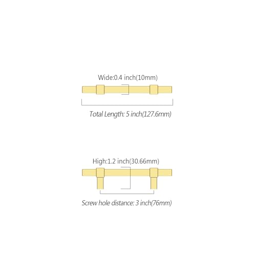 Asidrama 10 Pack 3 inch Brushed Gold Kitchen Cabinet Handles - color: Brushed Gold, size: 3" Hole Center(76mm)