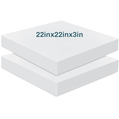 Frienda 2 Pack 2" x 22" x 22" Upholstery High Density Foam Square White - color: White, size: 3" X 22" X 22", style: Square