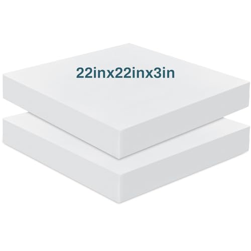 Frienda 2 Pack 2" x 22" x 22" Upholstery High Density Foam Square White - color: White, size: 3" X 22" X 22", style: Square