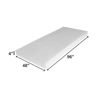 FoamRush 4" H x 48" W x 96" L Premium Quality Upholstery Cushion High Density, Seat Replacement, Sheet Padding Made in USA - color: High Density, size: 4" H x 48" W x 96"