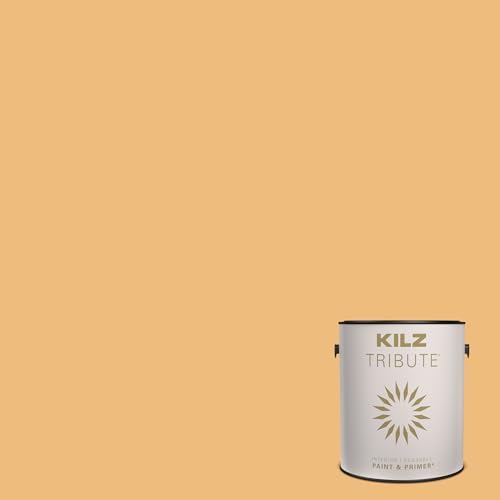 KILZ TRIBUTE Paint & Primer, Interior, Eggshell, Canary Song, 1 Gallon - color: CANARY SONG, size: 128 Fl Oz (Pack of 1), style: Eggshell