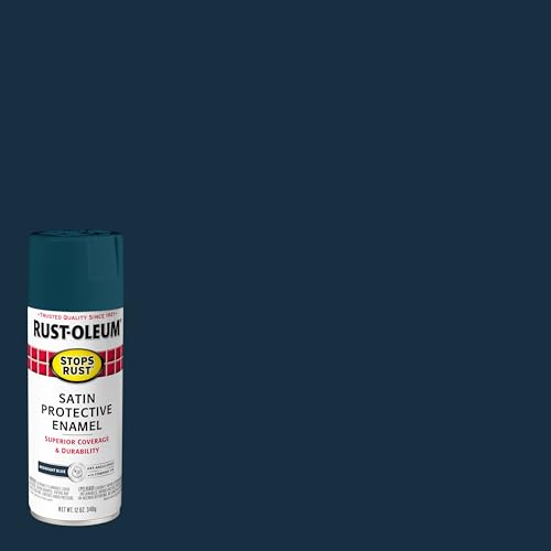 Rust-Oleum Stops Rust Spray Paint, Satin Midnight Blue - color: Satin Midnight Blue, size: 12 Ounce (Pack of 6)