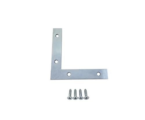 QCAA Heavy Duty Flat Corner Irons Joining Bracket for Wood Table, Chairs, Zinc Plated, 5"x5"x7/8"x0.79", Made in Taiwan, 10 Pack - color: Zinc(5"), size: 10 Pack