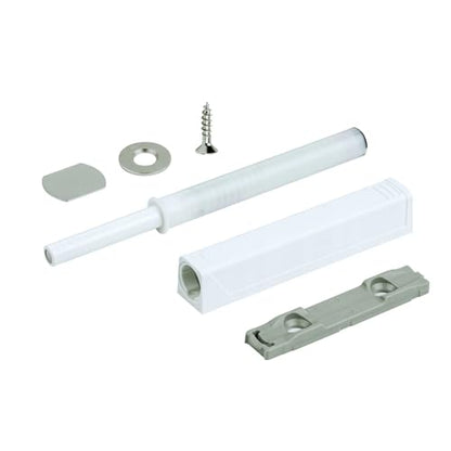 Blum Tip-On Long Version 956A1004 with Adapter Plate - Push to Open Cabinet Hardware - Silk White - Screw Mount Touch Latch Set