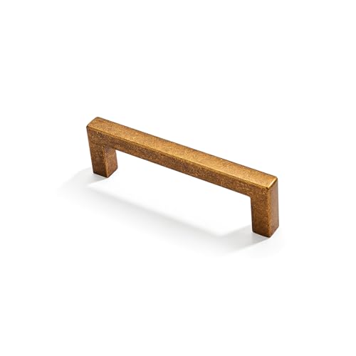khtumeware 10 Pack 3-1/2 inch(89mm) Hole Center Antique Brass Cabinet Pulls Solid Heavy-Duty Square Cabinet Handles Drawer Pulls Kitchen Cabinet Hardware Kitchen Handle - color: Antique Brass, size: 3-1/2 inch(89mm) hole center