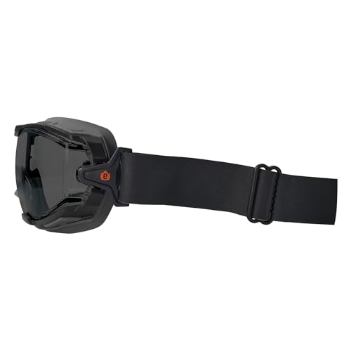 Ergodyne Skullerz Arkyn Protective Dust Safety Goggle, Non-Vented, Anti Fog, Scratch Resistant, Adjustable Neoprene Strap - color: Smoke Lens, style: Work Utility