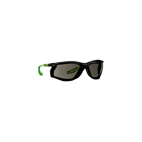 3M Safety Glasses Scotchgard Anti-Fog Coating - color: Gray Lens, Green/Black Frame With Foam Gasket, size: One size fits most