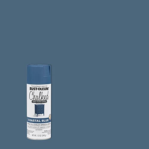 Rust-Oleum Chalked All-in-One Ultra Matte Coastal Blue Spray Paint - color: Coastal Blue, size: 12 Ounce (Pack of 1)