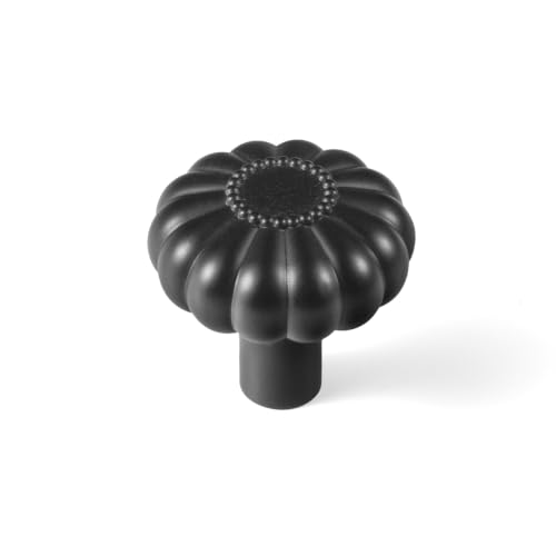 Matte Black Cabinet Knobs, 1.25 Inch Traditional Floral, 12 Pack - color: Matte Black