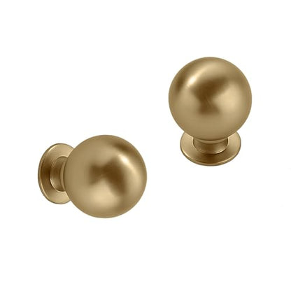 khtumeware 2 Pack 1.1 Inch Brushed Gold Cabinet Knobs Brushed Brass Small Ball Kitchen Cabinet Hardware Drawer Knobs Pulls for Drawers. - color: Brushed Brass, size: 1-1/8 Inch(28mm)Diameter